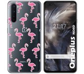 Tumundosmartphone Funda Gel Transparente para OnePlus Nord diseño Flamenco Dibujos