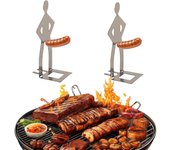 4 PCS Hot Dog Sausage Stand Holder Standing Man Sausage Barbecue Rack Reusable Stainless Steel Hotdog and Sausage Stand