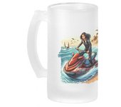 MERCHANDMANIA JARRA CERVEZA CRISTAL deporte agua moto acuatica carrera playa esmerilada esmerilado 500ml