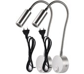 2pcs светильн Hotel Bedside Working Study Reading Wall Lamp sconces 3W Book Lamp Night light fixtures Spot LED EU US Plug Cord