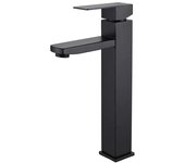 Grifo de baño negro Mezclador de lavabo cuadrado Grifo de agua fría y caliente Mezclador de baño Acero inoxidable （Con manguera de entrada de 60 cm）