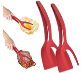 2PCS Fried Egg Flipper,Heat Resistant Pancake Spatula, Pancake Bread Fish Barbecue Steak for Home Kitchen Cooking Tool(Red)