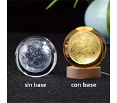 1Pc 6cm Crystal Ball Night Light Planet Laser Engraved  Birthday Gift Glass Sphere Home Desktop Decoration with Wooden USB Base