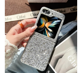 Rhinestone Glitter Sequins Trim Phone Case for Samsung Galaxy Z Flip 6 5 4 3 5G Soft TPU Frame Shockproof Cover for Galaxy Flip6