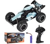 Coches de control remoto de alta velocidad de 2,4 GHz para niños, todoterreno con tracción en las 2 ruedas y baterías recargables (azul)