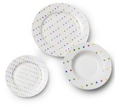 Set 18pcs vajilla porcelana diseño puntos de colores CASA BENETTON