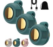 Mini ventilador portátil silencioso sin aspas con clip, nuevo ventilador de clip para camisa (2025), recargable por USB, 3 velocidades ajustables, personal, mini ventilador eléctrico de cintura para exteriores, oficina y gimnasio (verde*2)
