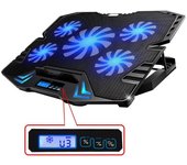 Ewent soporte para portatil - 5 ventiladores silenciosos hasta 17” - 2 puertos usb - 5 velocidades de ventilador - 2 modos de enfriamiento - color negro
