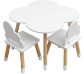 Rebecca Furniture Juego de Mesa Y 2 Sillas para niños Mesa de Madera Blanca para niños