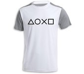 MERCHANDMANIA CAMISETA BICOLOR logo mando botones consola famosa videojuegos tshirt