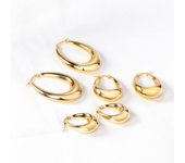LUXUSTEEL Gothic Gold Color Oval Hoop Earrings For Women Stainless Steel Ear Jewelry Accessories Brinco Party Gift 10mm 13mm 20m