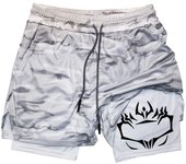 Graphic 2 in 1 Athletic Shorts for Men Gym Workout Running Performance Shorts with Compression Liner Phone Pocket Towel Loop