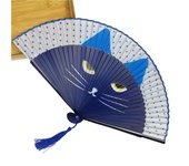 Cat Chinese Cartoon Silk Fashionable Japan style Hand Fans Popular Lovely Kitty fan Handheld Folding Women Girls show Fans