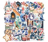 10/30/50pcs Cute Cartoon Winter Christmas Stickers Decals Decoration Kid DIY Scrapbooking Phone Bike Waterproof Graffiti Sticker