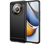 Funda para móvil Realme 11 Pro / Realme 11 Pro Plus Carcasa Protectora Antigolpes Silicona Negra Diseño Fibra de Carbono Resistente Absorción de Choque [Compatible Carga Inalámbrica]