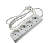 Regleta de enchufes 4 schuko 16A 230V blanca con cable de 1.5m - BeMatik