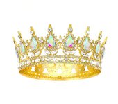 Luxury Color Baroque Queen Crown Colorful Sparkly Rhinestone Wedding Crown Bride Princess Full Round Tiaras Headband Headpieces
