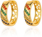 Stainless Steel Earrings for Women Cubic Zircon Gold Color Hoop Earrings 2024 Trend New Luxury Couple Wedding Aesthetic Jewelry
