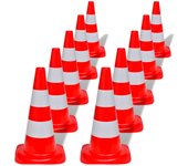 vidaXL 10x Conos de Tráfico Seguridad con Reflectantes Rojos y Blancos 50 cm Modelo Sin cadena, Con cadena