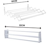 Tendedero de pared para interior de casa, dormitorio, baño, percha retráctil, percha fija estirable, percha para guardar toallas, ropa, 80 cm