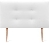 Cabecero de Polipiel o Tela Pro con 2 hileras de Botones y Patas Cabezal tapizado Cama Lujo (150x105cm con Patas (Camas 150/160), Tela Beige)