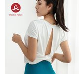 Moving Peach Women Yoga T-Shirt Fitness Breathable Top Backless Short Sleeves ATX