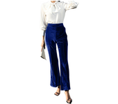 Pantalones de mujer collage terciopelo dorado pantalones micro-acampanados pantalones de gran altura