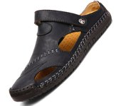 Sandalias de gran tamaño de los hombres de primavera y verano zapatos de playa de cuero de moda de los hombres zapatillas frescas casuales zapatos de los hombres zapatos cosidos