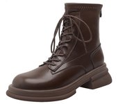 Nuevas botas medianas de suela gruesa exterior delgada con cordones delanteros de estilo británico