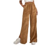 Pantalones de mujer, pantalones de cintura alta de otoño e invierno, pantalones con dobladillo con abertura de color liso