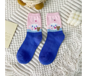1pair Miniso Cinnamoroll Cartoon socks girl's blue combed cotton mid-tube stockings cute sanrio puppy stockings