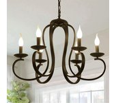 Vintage Lámpara de Araña de Metal Iluminación Estilo Vela Colgante Luz Alta Ajustable Cadena de Metal para Granja Comedor Cocina Isla Vestíbulo Negro 6 Luces