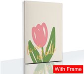 Simple Drawing Tulip Flowers Canvas Painting With Frame Flower Market Posters Nordic Bedroom Wall Art Print Pictures Home Decor