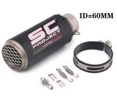 51mm/60mm/63mm Universal Motorcycle Exhaust Muffler Tailpipe SC project Canister Tail Pipe Stainless Carbon fiber 2Inches