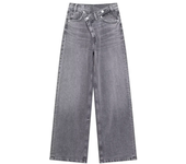 Women's Basic Hundred Jeans New Fashion Asymmetric Design High Waist Wide Leg Trousers Casual Women's Straight Leg Jeans