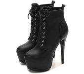 Nuevo Tacón Súper Alto De Moda Para Mujer, Cordones Con Cremallera Lateral, Botas Cortas De Mesa Impermeables, Botas De Mujer