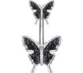 ZS 1 PC Colorful Butterfly Pendant Belly Button Ring Rhinestone Long Drop Pendant Belly Rings 14G Navel Barball Piercing Jewelry