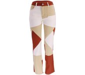 Splicing Trousers Contrasting Colors High Waist Shot Cowboy Pants for Woman Medium Wash Korean Women's Flare Jeans