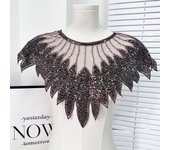 Sew on Beaded Applique Sequins Lace Collar Shining Exquisite Lace Neckline DIY Craft Neckline Patch Apparel