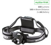 Nextorch MyStar R Focused/Flood Dual-light Headlamp, 760 Lumens 220m Beam Range, Power by 3000mAh Rechargeable or 3xAA Battery, 360° Rotational Focus Ring, OSRAM P9 LED, Multi-Angle Lighting, Reddot Award Winner