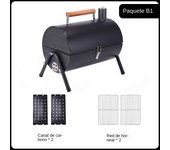 Parrilla al aire libre Conveniente parrilla de carbón para el hogar Parrilla de barbacoa portátil de doble cara Parrilla para acampar al aire libre Estufa de chimenea BBQ con Tapa, Ventilación Ajustable, Resistente, Jardín y Terraza, 41 x 25 x 31cm, Negro