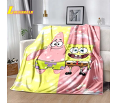 Go-SpongeBob Cartoon Printed Blanket Soft and Comfortable Flannel Throw Blanket Home Bed Sofa Children's Cute Birthday Gift