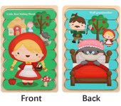 Cartoon Animal Double-sided Strip Wooden Puzzles Jigsaw Game Kids Educational Toys for Children