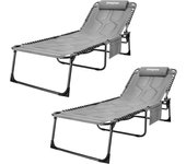 Plegable Exterior, Respaldo Ajustable en 5 Posiciones, Silla de Playa, Cama de Camping con Almohada para Playa Piscina Vacaciones Exterior ¡Disponible en dos versiones diferentes! Elige tu opción a continuación
