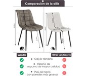 Pack de 2 Sillas de Comedor Asiento de Tela Dining Chairs Silla Diseño Silla Tapizada Estructura Metálica Sillón con Respaldo Sillas de Cocina Antracita BH247an-2