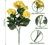 1Pcs Artificial Geraniums Silk Flowers Outdoor Bush Faux Flower for Wedding Home Party Decor Garden Cemetary Table Decoration