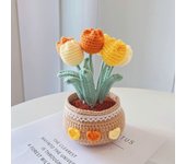 Daisy Rose Tulip Crochet Flower Kit Handmade Woolen Yarn No Finish Flowers Crochet Knitting Kit Unique Tulip Potted Flower