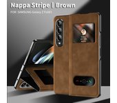 Magnetic Close Business Style Leather PC Flip Cover Case for Samsung Galaxy Z Fold 5 4 3 Smart View Call ID Shows Answer Phone