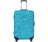 Blue Glitter Luggage Cover Washable Elasticated Luggage Covers for Suitcase tsa Approved Stylish Dust and Scratch Resistant Luggage Case Protector for Kids and Adults