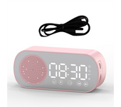 Wireless Bluetooth Speaker Clock Radio Dual Alarm Support TF Card Digital Alarm for Home Office Pink